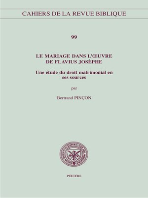 cover image of Le mariage dans l'oeuvre de Flavius Josephe